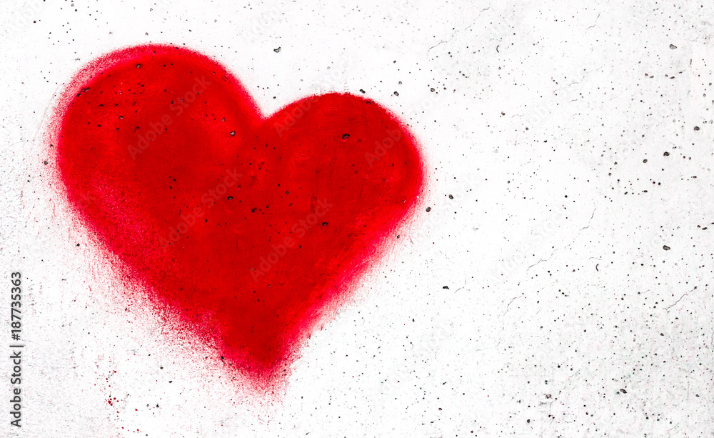 Red heart on concrete wall Red heart on concrete wall