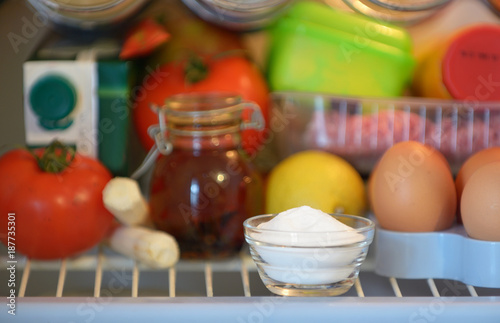 Canvastavla sodium bicarbonate inside of fridge