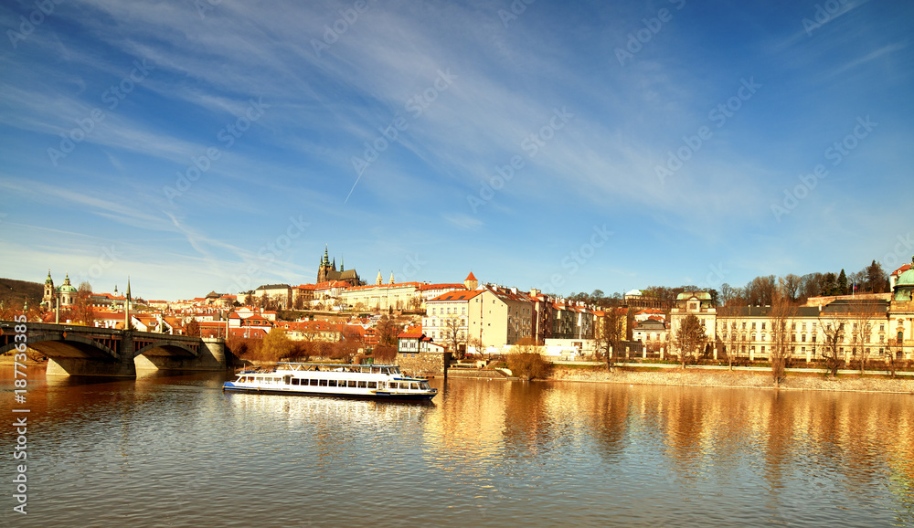 iew on St. Vitus Cathedral and Prague Castle across Vltava river