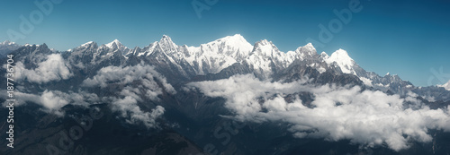 Panoramic view of mountains on Himalayan Range, Nepal