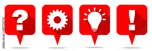 Speechbubbles Question, Work, Idea & Answer Red