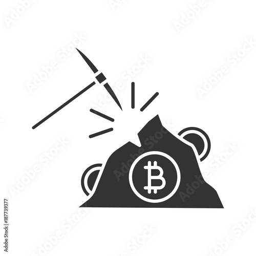 Navvy pick with bitcoin sign glyph icon