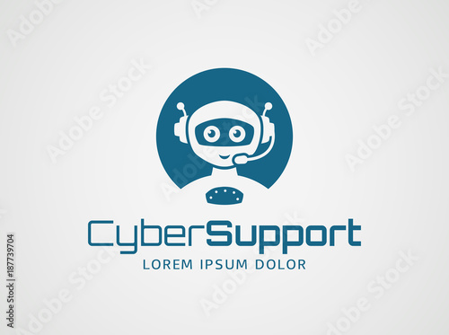 Robotic customer support. Vector logo.
