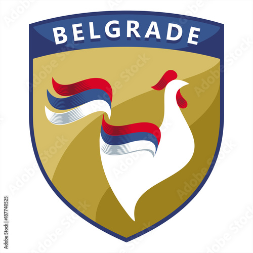 Петух, флаг Сербии, Белград, иллюстрация, вектор 