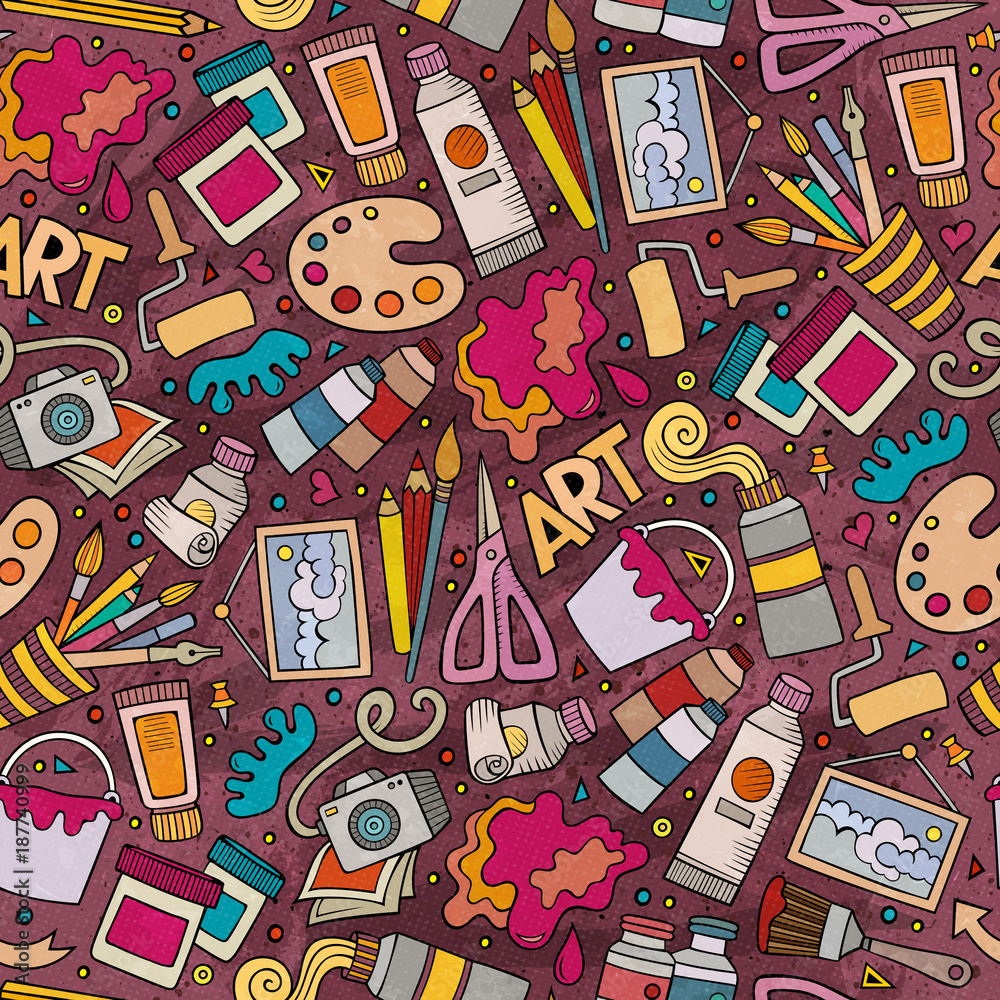 Cartoon cute hand drawn Design and Art seamless pattern Cartoon cute hand drawn Design and Art seamless pattern