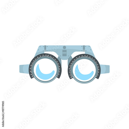 Trial frame for checking patient vision, ophthalmologic equipment cartoon vector Illustration