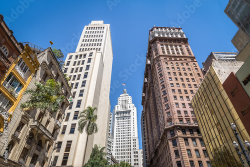 Downtown Sao Paulo with old Banespa (Altino Arantes) and Martinelli Buildings - Sao Paulo, Brazil © diegograndi