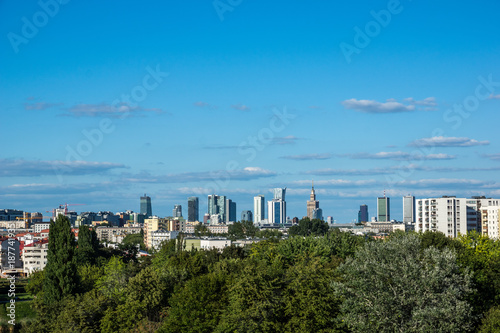 Panorama of downtown Warsaw city, Poland