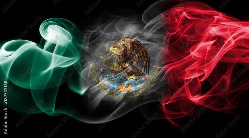 Mexico national smoke flag Stock Photo | Adobe Stock