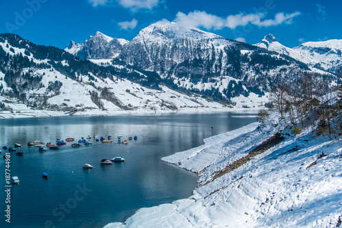 Early spring landscapes around the Wagital lake (Wagitalersee) in the canton of Schwyz, Switzerland © Luis