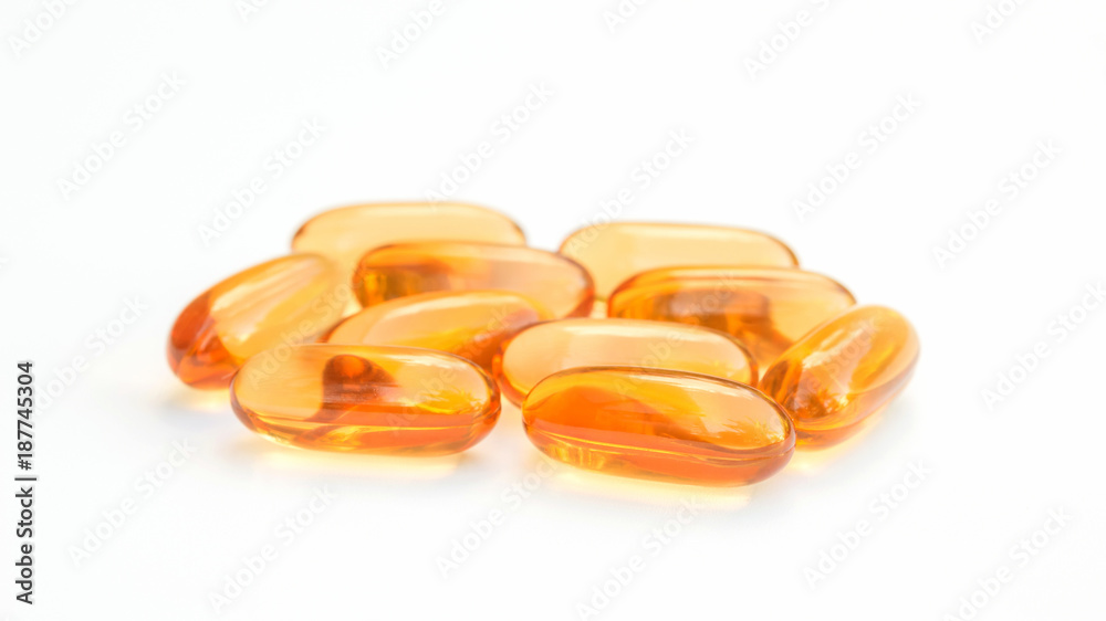 sunflowers oil capsule on white background. sunflowers oil capsule on white background.