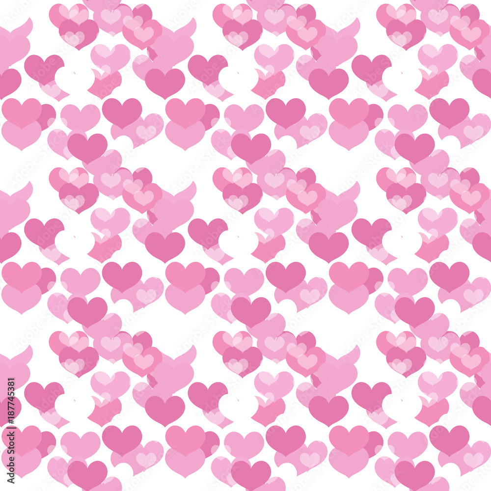 Valentines Day seamless pattern. Heart endless background. Romance, love repeating texture. Holiday wallpaper, paper, backdrop. Vector illustration