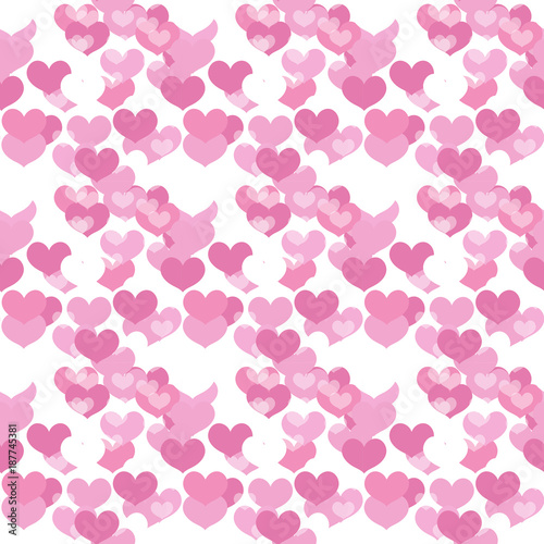 Wallpaper Mural Valentines Day seamless pattern. Heart endless background. Romance, love repeating texture. Holiday wallpaper, paper, backdrop. Vector illustration Torontodigital.ca