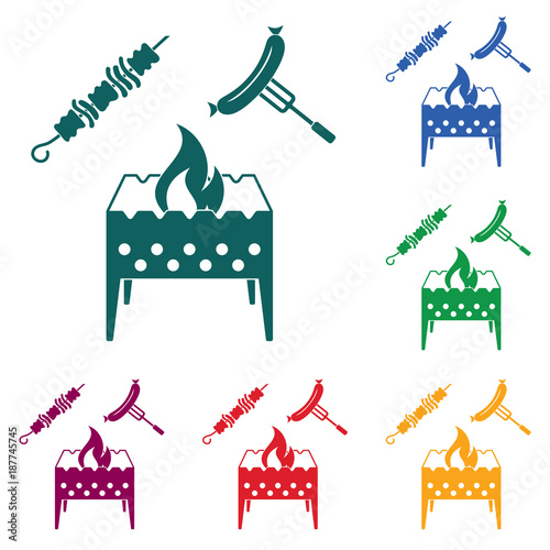 Brazier, kebab and sausage icon