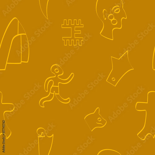 Seamless pattern with Phaistos disc signs for your design