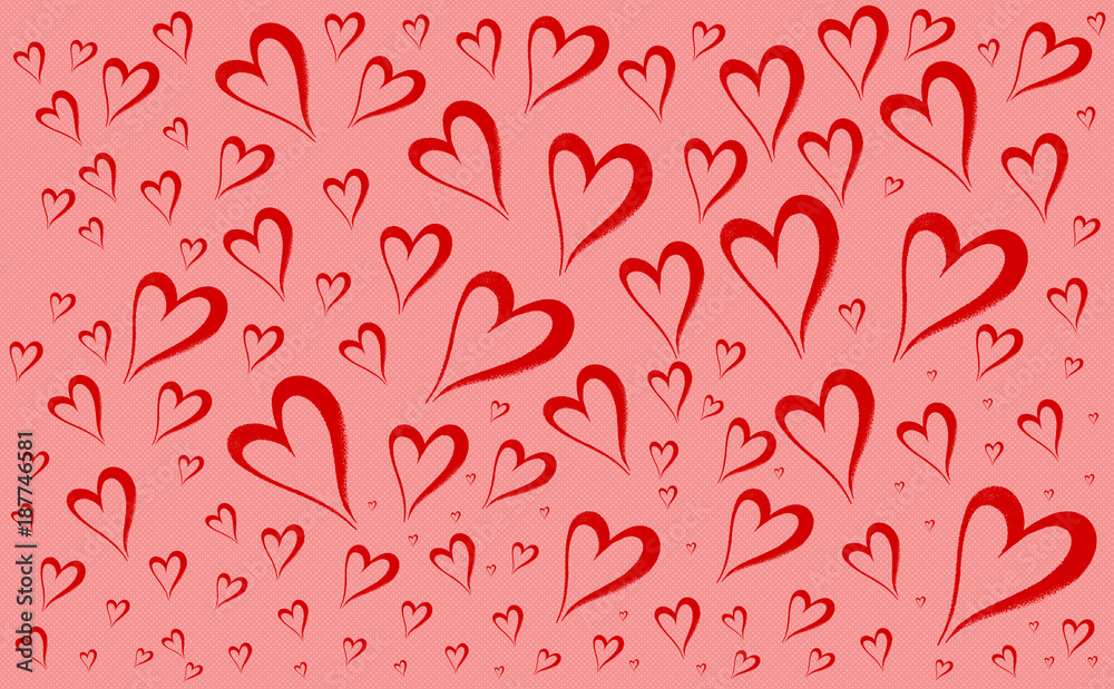 Pink and red hearts valentines day border and background Pink and red hearts valentines day border and background