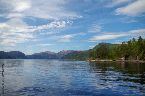 Sailing through fjord