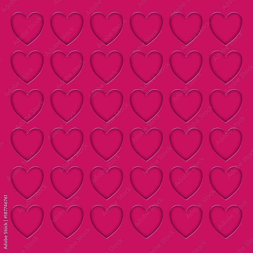 Pink and red hearts valentines day border and background