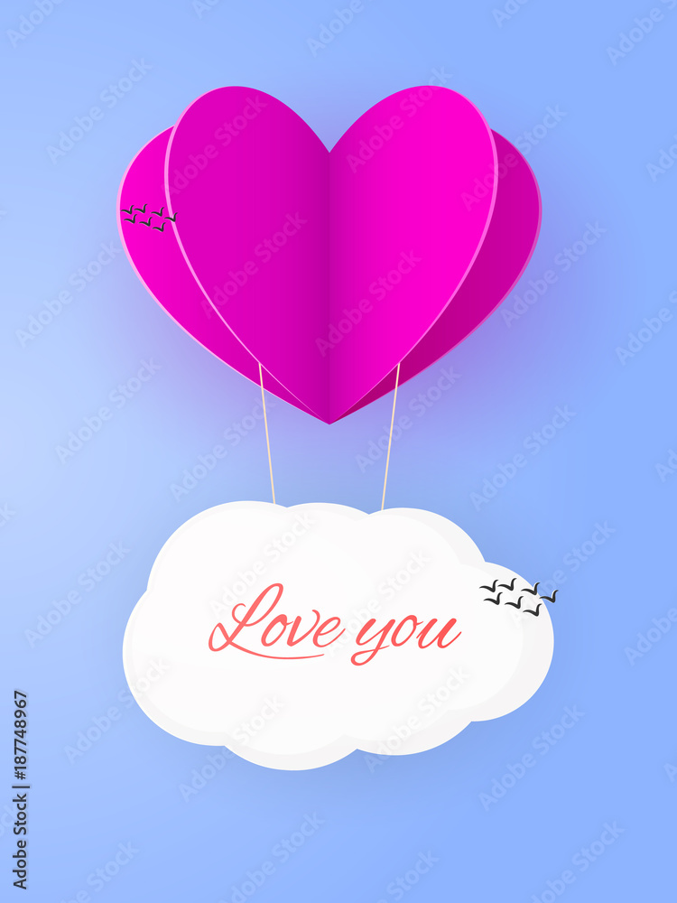 Aerial love leaflet with paper heart and clod