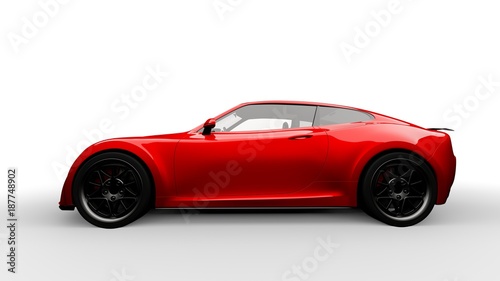 red sports car isolated on white background  3d render  generic design  non-branded