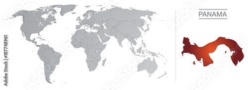 Panama dans le monde, avec frontières et tous les pays du monde séparés