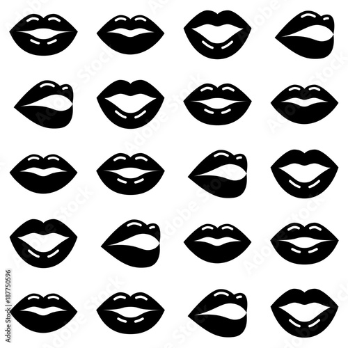 Wallpaper Mural Valentine's Day vector pattern, black and white lips seamless background, love vector design
  Torontodigital.ca