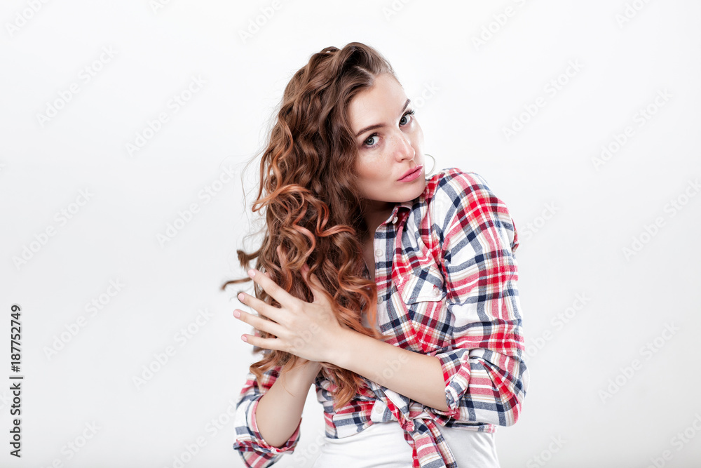woman in plaid shirt