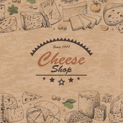Horizontal background with cheese products © nafanya241