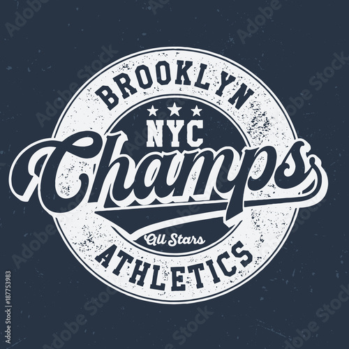 Brooklyn Athletics, NYC Champs Vintage T-shirt Design 