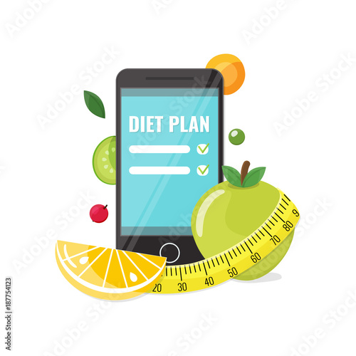 Phone with app of diet plan