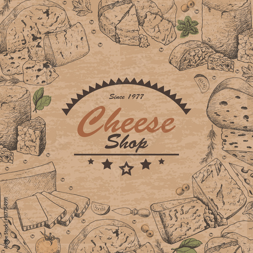 Vector background with cheese products © nafanya241
