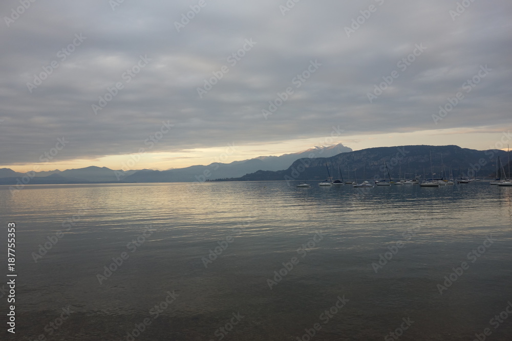Cloudy twilight on Lake Garda, Italy