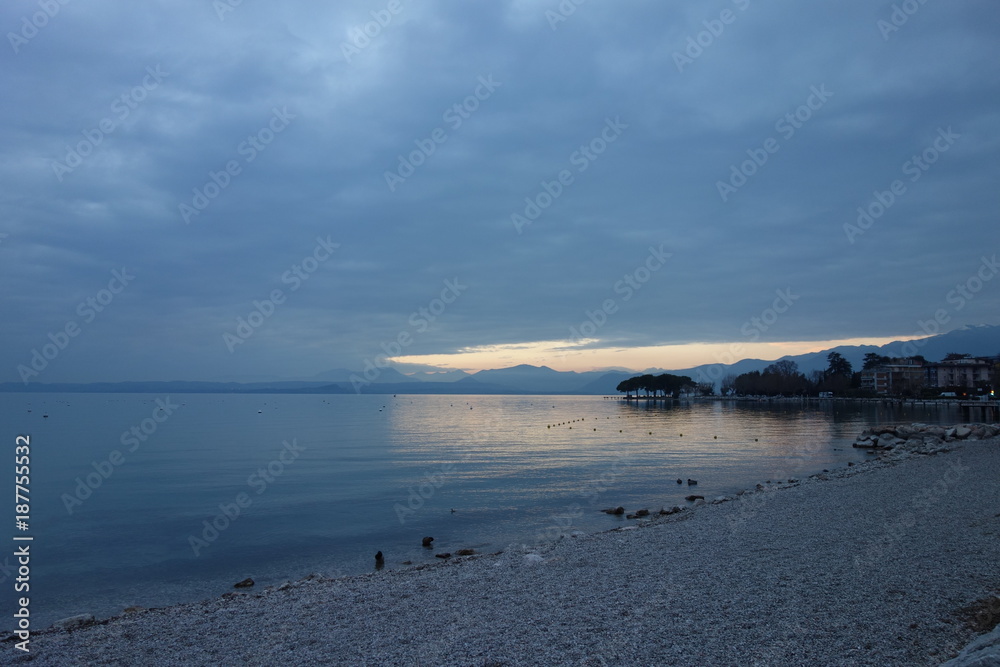 Cloudy twilight on Lake Garda, Italy Cloudy twilight on Lake Garda, Italy