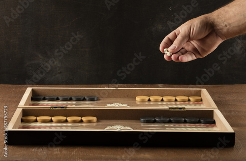 Fotobehang backgammon game with two dice