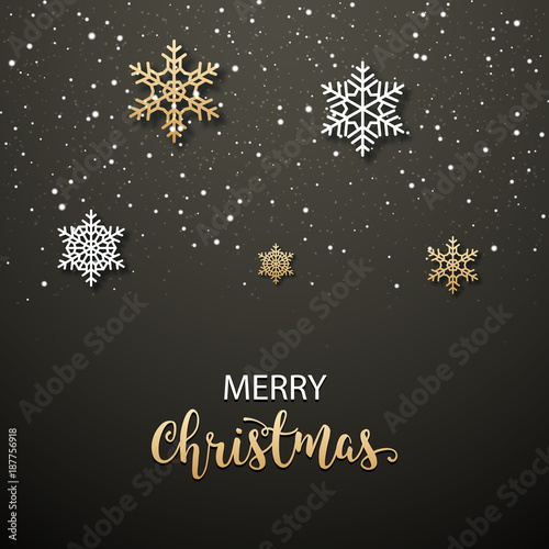 Christmas poster invitation decoration design. Xmas holiday template background with snowflakes