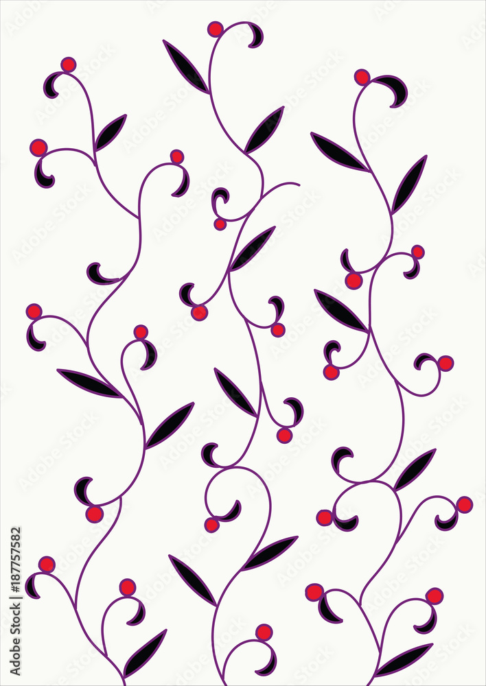 elegant floral pattern with pink berries elegant floral pattern with pink berries