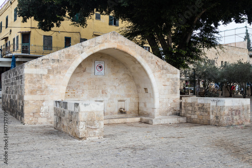 The fountain of the Virgin Mary - Mary's Well - in the old city of Nazareth in Israel photo