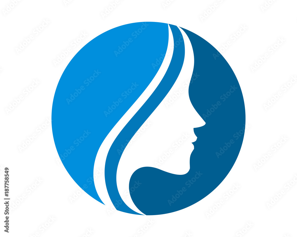 blue circle woman silhouette icon