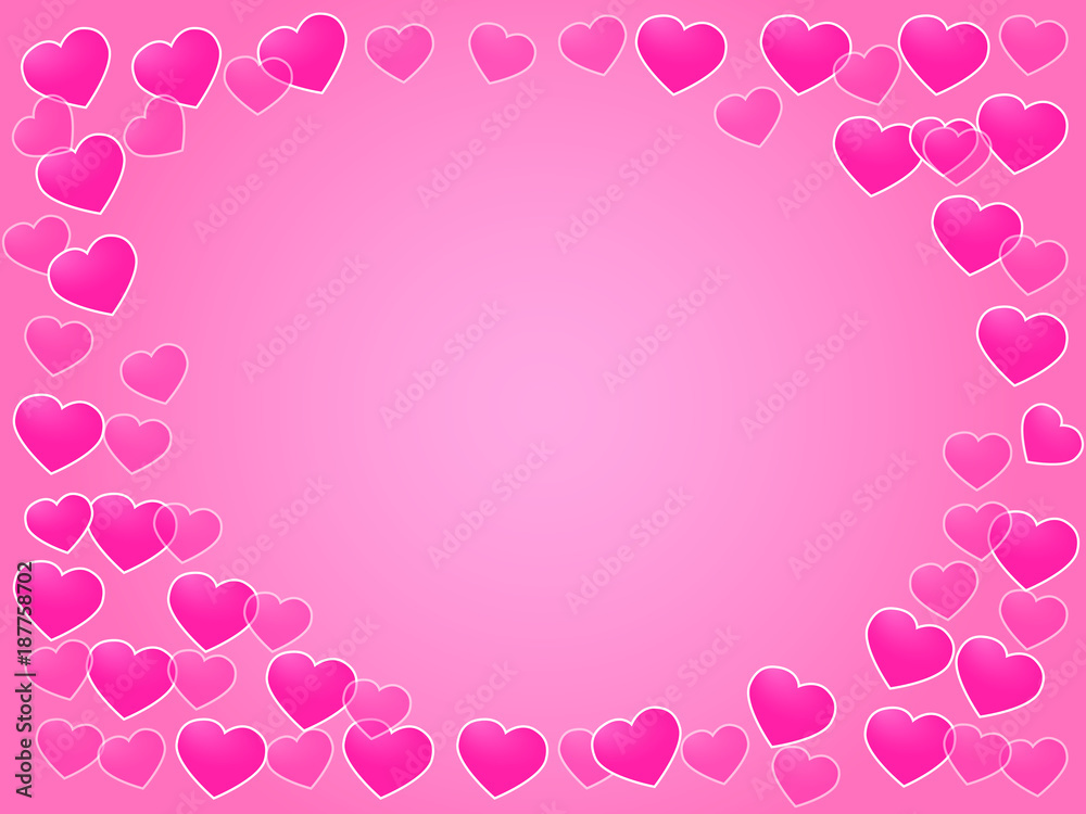Vector background with beautiful pink hearts
