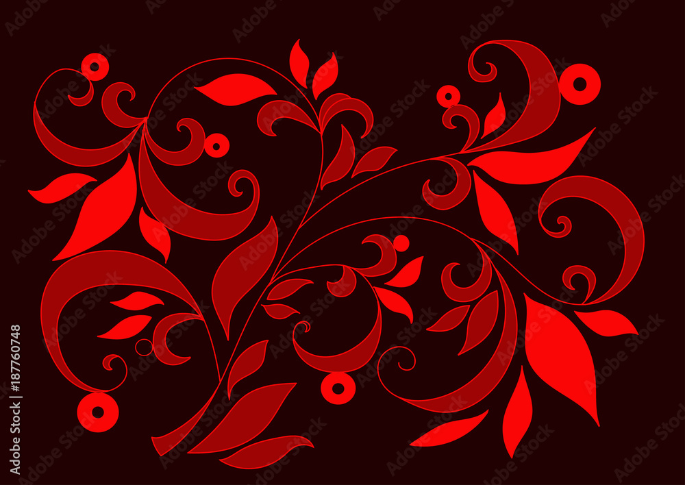 red floral ornament on a burgundy background red floral ornament on a burgundy background