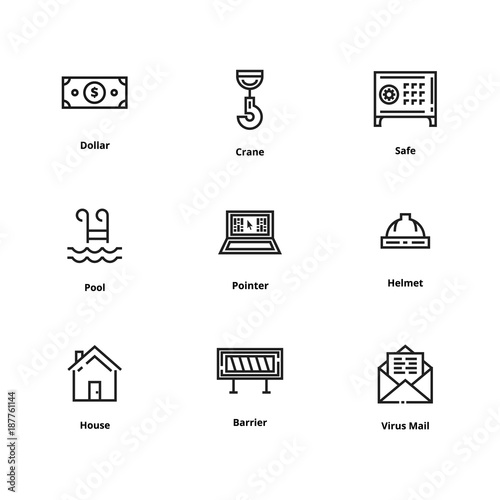 9 user interface line icons