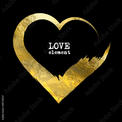 Heart gold foil glitter vector hand drawn icon