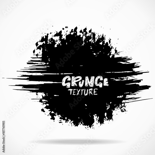 Grunge ink round brush strokes. Freehand black brushes. Handdrawn dry brush black smears. Modern vector illustration.