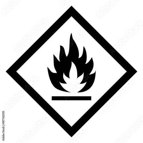 Hazardous icon of flammable from international ghs system photo