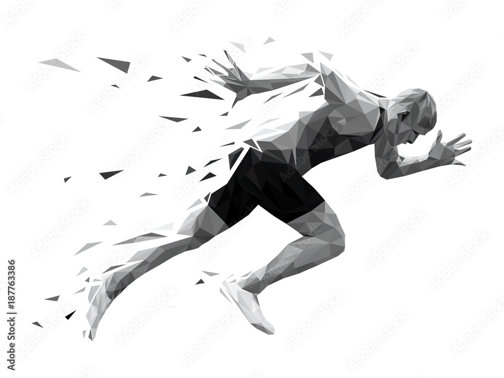 Fotografía silhouette running man sprinter explosive start | Posters.es