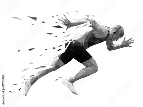 Canvas Print silhouette running man sprinter explosive start