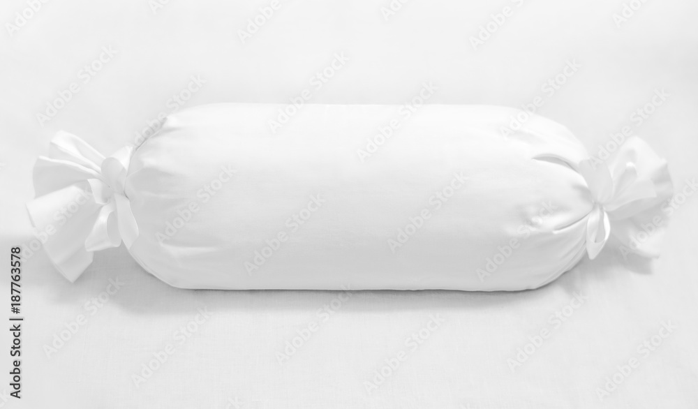 White roll cylinder pillow isolated