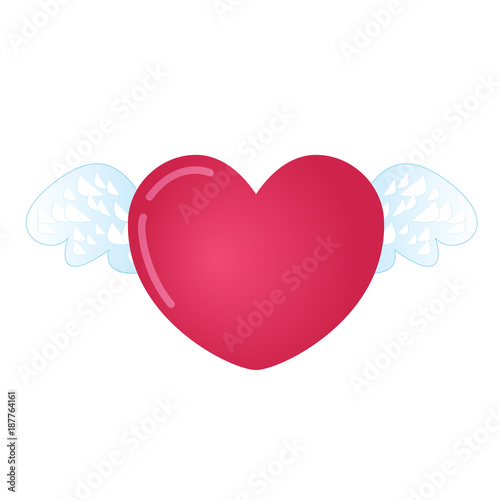 Heart with wings vector illustration isolated on white background