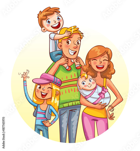 Family portrait. Funny cartoon character