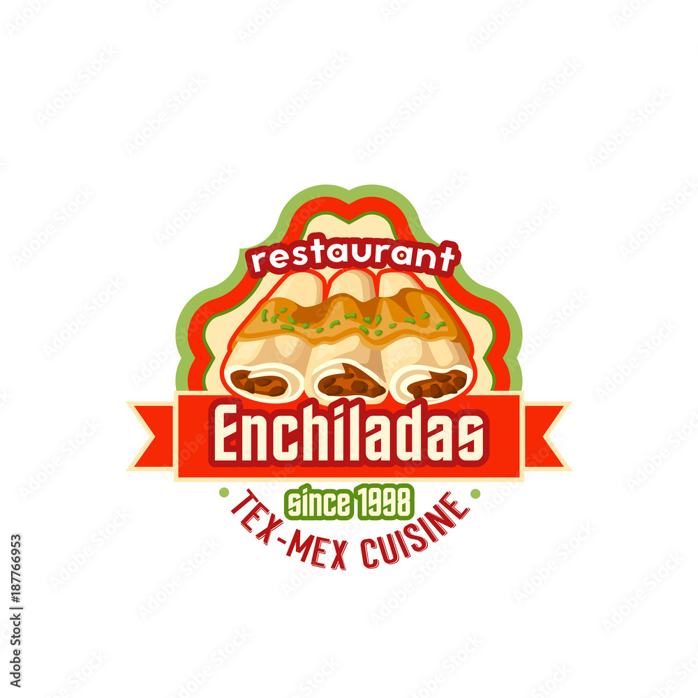 Enchiladas Mexican cuisine vector fast food icon Enchiladas Mexican cuisine vector fast food icon